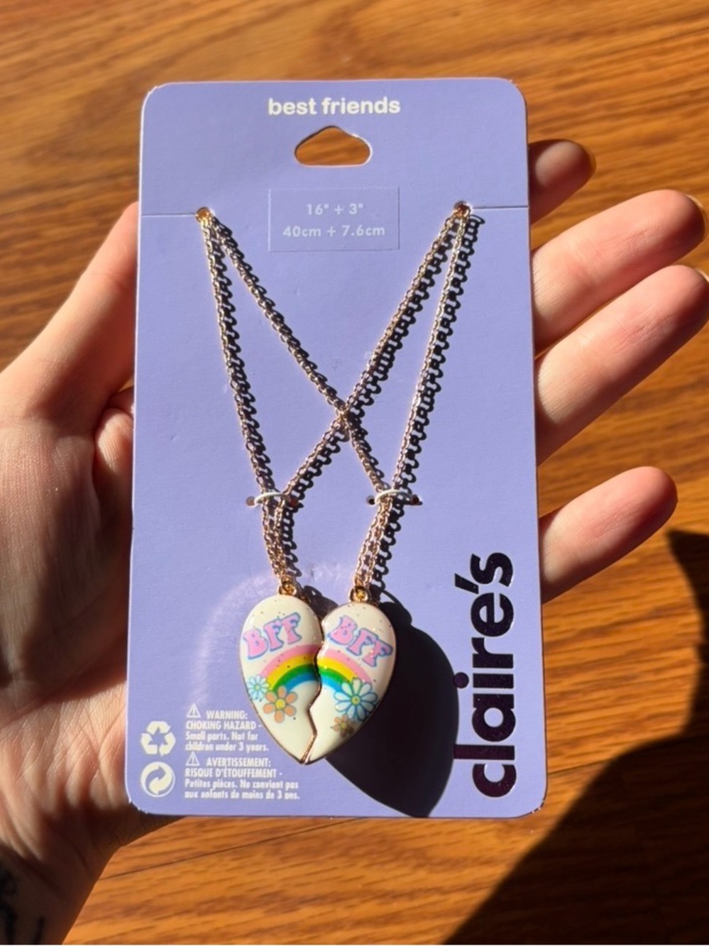 NWT-Claire's Gold-tone 'BFF' Split Heart Necklace Set